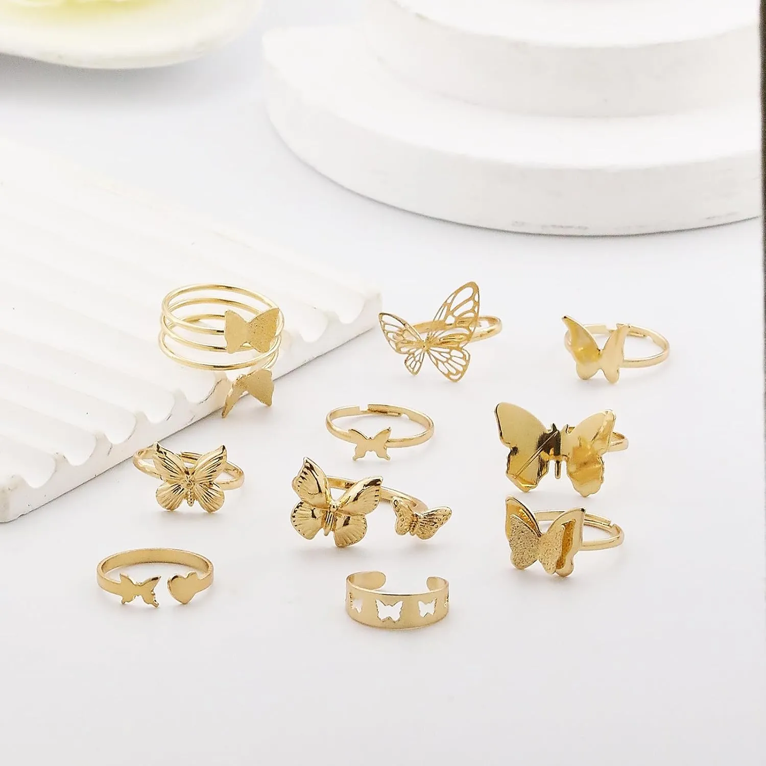 Gold Silver Rings Set for Women Vintage Gold Stacking Knuckle Rings Boho Trendy Dainty Cute Sparkling Aesthetic Finger Rings Jewelry Prom Costume Accessories