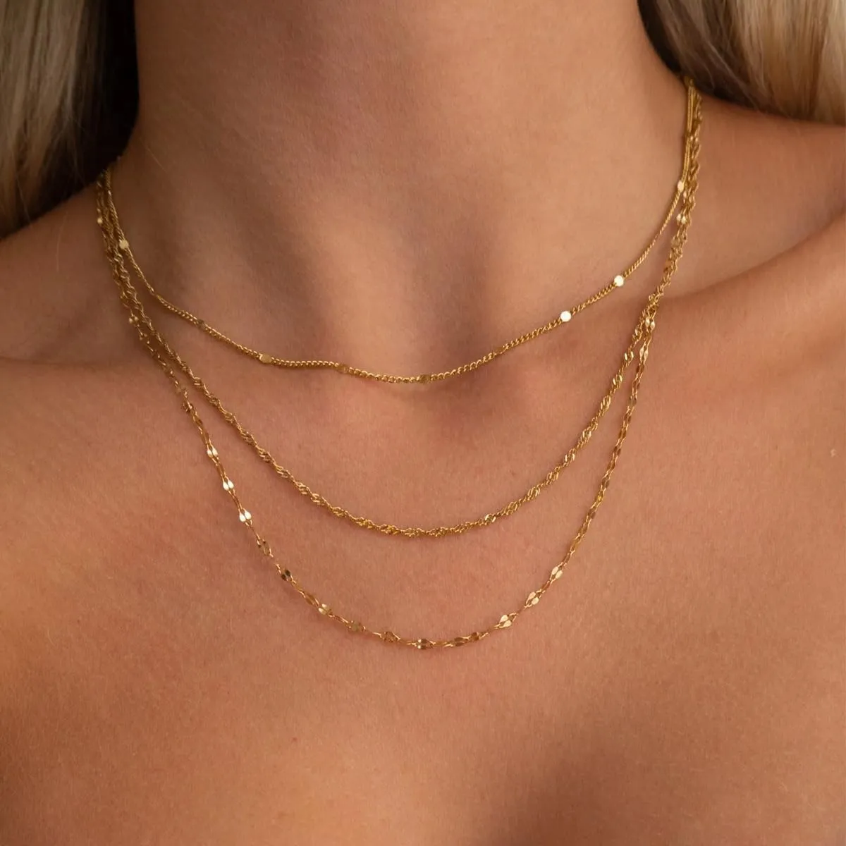 Gold Snake Bone Chain - Dainty Herringbone Necklace, Thin Gold Chain, Personalized Fashionable Classic Bead Charm Trend Jewelry