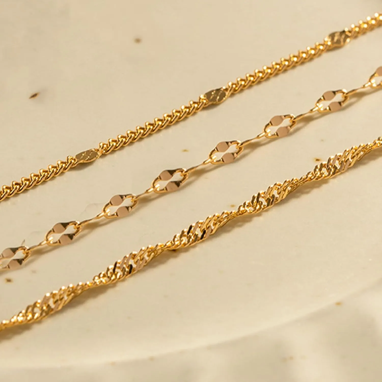 Gold Snake Bone Chain - Dainty Herringbone Necklace, Thin Gold Chain, Personalized Fashionable Classic Bead Charm Trend Jewelry