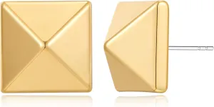 Gold Square Stud Earrings for Women Polished Spiral Stud Earrings for Women Birthday Jewelry