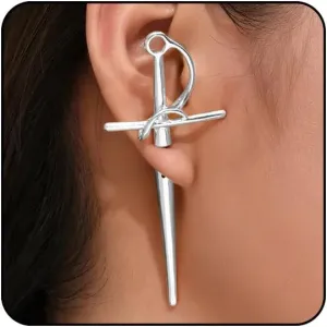 Gold Sword Earrings for Women Men Silver Dagger Earrings Black Goth Earrings Gothic Jewelry Black Cross Sword Drop Dangle Earrings Vintage Punk Halloween Earrings Gothic Earrings Halloween Jewelry