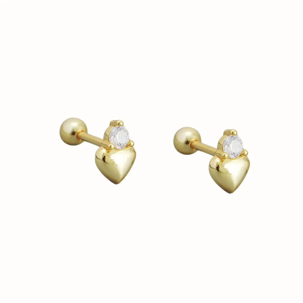 Golden Affection: S925 Sterling Silver Heart Stud Earrings - Minimalist Gold-Plated Adornments for Women (gold)