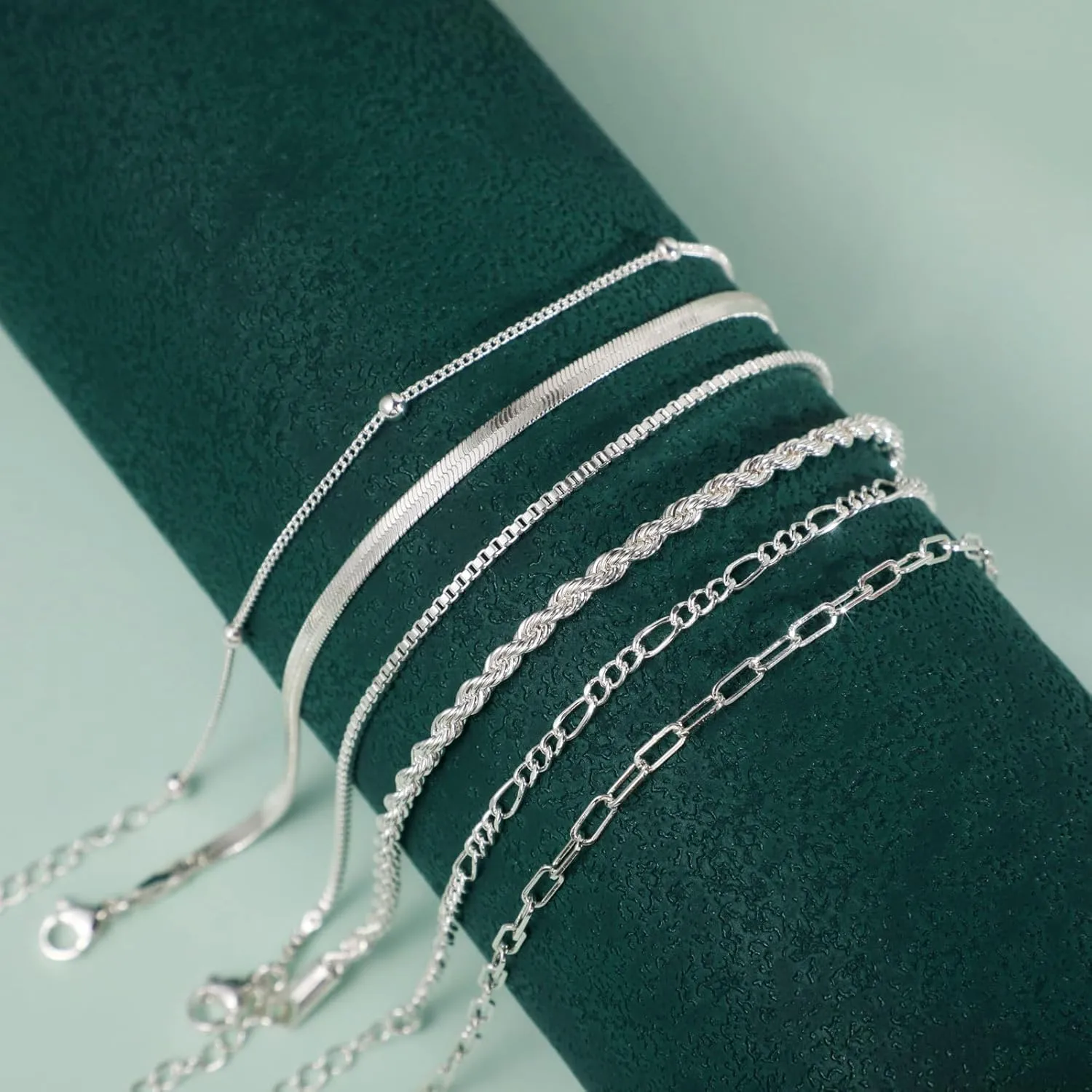 Gold/Silver Bracelets for Women,14K Real Gold Plated Bracelets Stack Trendy Jewelry Sets Stackable Snake Chain Figaro Paperclip Link Chain Adjustable Bracelet Pack Jewelry for Women