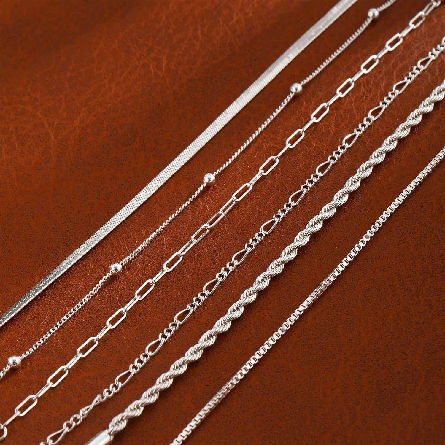 Gold/Silver Bracelets for Women,14K Real Gold Plated Bracelets Stack Trendy Jewelry Sets Stackable Snake Chain Figaro Paperclip Link Chain Adjustable Bracelet Pack Jewelry for Women