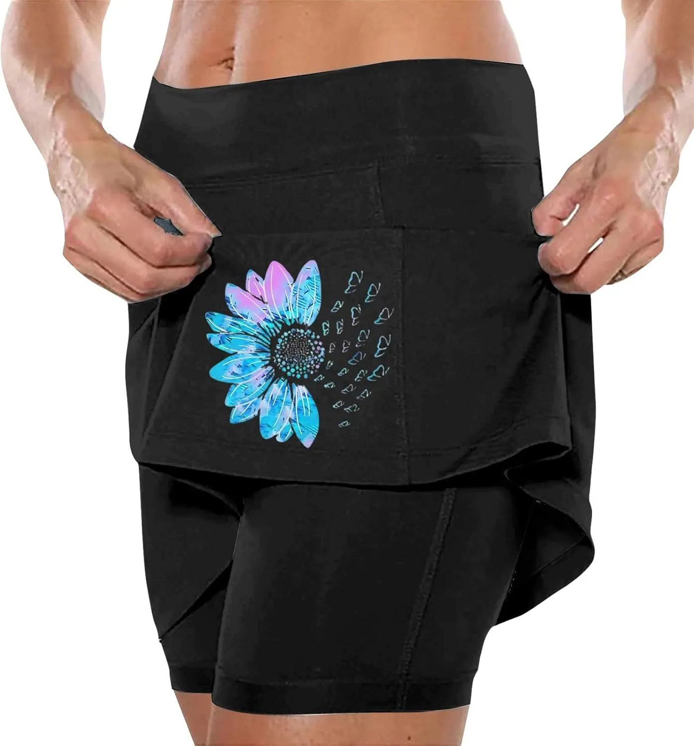 Golf Skirts for Women High Waistd Midi Tennis Skorts with Pockets Tum Control Stretchy Aline Yoga Skirt with Shorts