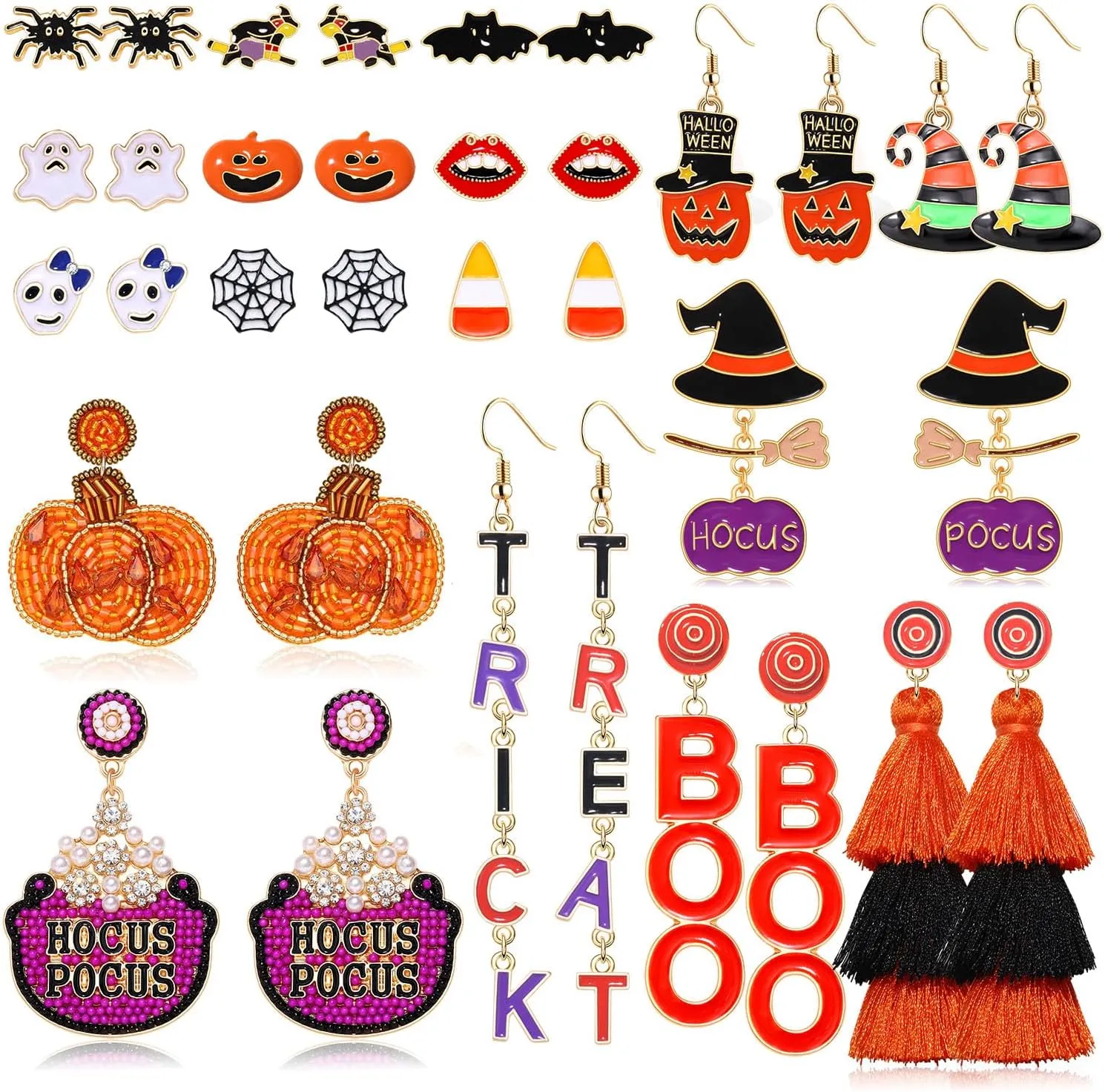 Halloween Earrings for Women Halloween Accessories Spooky Boo Ghost Pumpkin Hocus Pocus Earrings Costume Party Accessory Holiday Halloween Jewelry Gifts