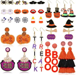 Halloween Earrings for Women Halloween Accessories Spooky Boo Ghost Pumpkin Hocus Pocus Earrings Costume Party Accessory Holiday Halloween Jewelry Gifts