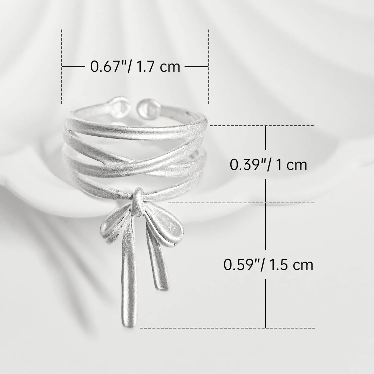 Handmade 925 Sterling Silver Rings For Women Bow Rings With Pendant Hollow Rings Multi Layered Rings Sweety Finger Rings Open Adjustable Rings For Women Statement Rings Elegant Jewelry Gifts For Women