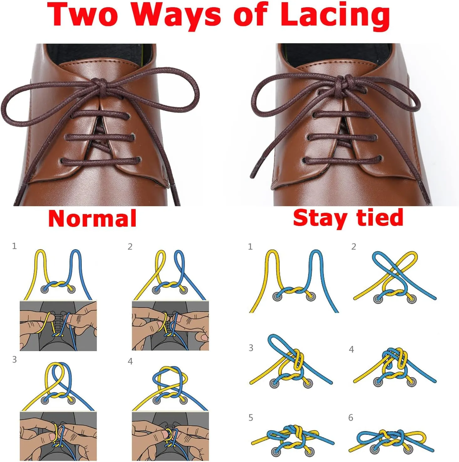Handshop 3 Pairs Dress Shoe Laces | 3/32" Thin Round Waxed Shoelaces | 15 Colors in 23"- 63"