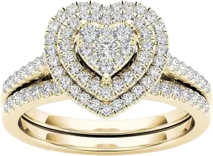Heart Cubic Zirconia Crystal CZ Ring Set for Women Anniversary Mother's Day Wedding Promise Engagement Rings