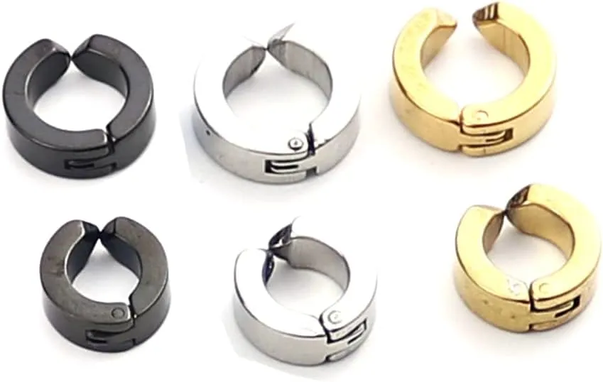 Hoop Clip on Earrings for Women Non Pierced Chunky Cartilage Hoop Earrings Set Ear Cuff Earrings for Women Ear Clips Faux Plug Earrings Men Women Fake Gauge Fake Earrings
