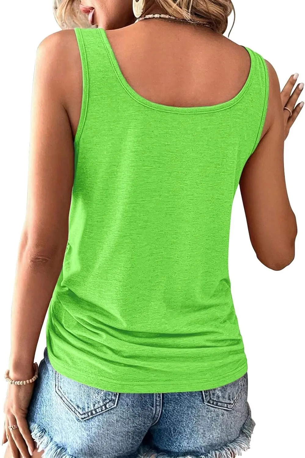 HTHLVMD Summer Sleeveless Tank Tops Plus Size Women Crewneck Solid Color Drawstring Breathable Summer Trendy Tank Tops