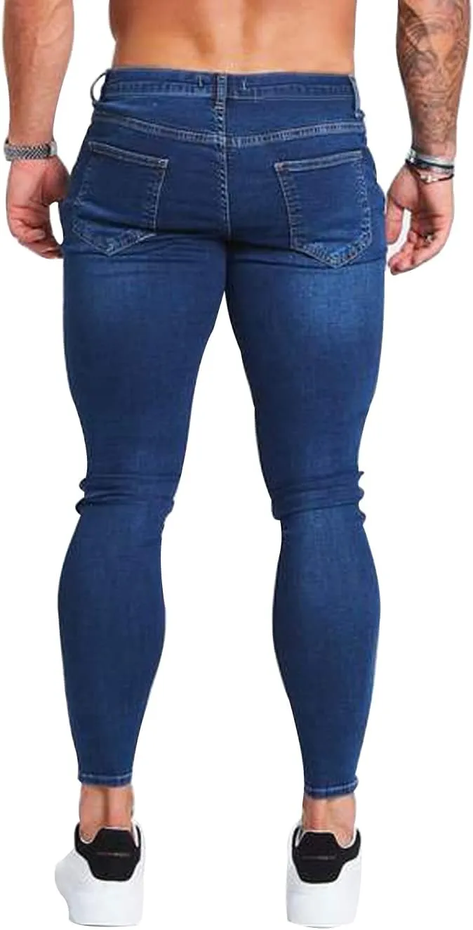 HUNGSON Men's Ripped Skinny Jeans Stretchy Slim Fit Jeans Pants for Men