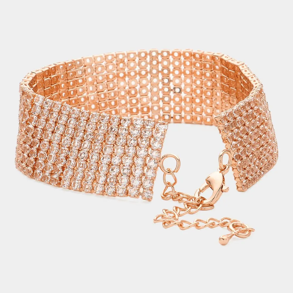 iLLASPARKZ 8 Rows Pave CZ Tennis Evening Bracelet