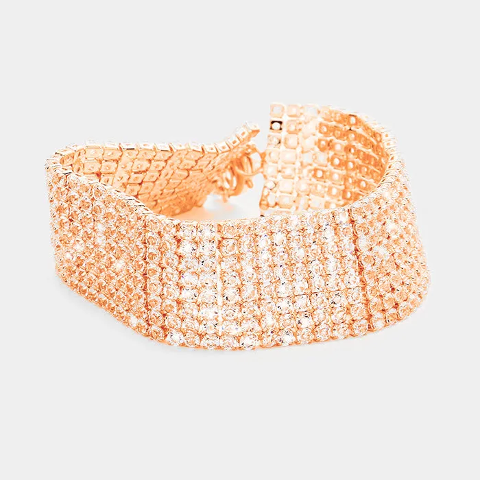 iLLASPARKZ 8 Rows Pave CZ Tennis Evening Bracelet