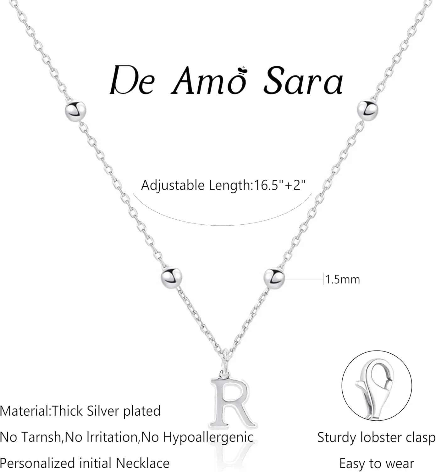 Initial Necklaces for Women, Dainty A-Z Pendant Letter Charm Necklace Personalized Name Necklaces for Women Trendy Jewelry Gift