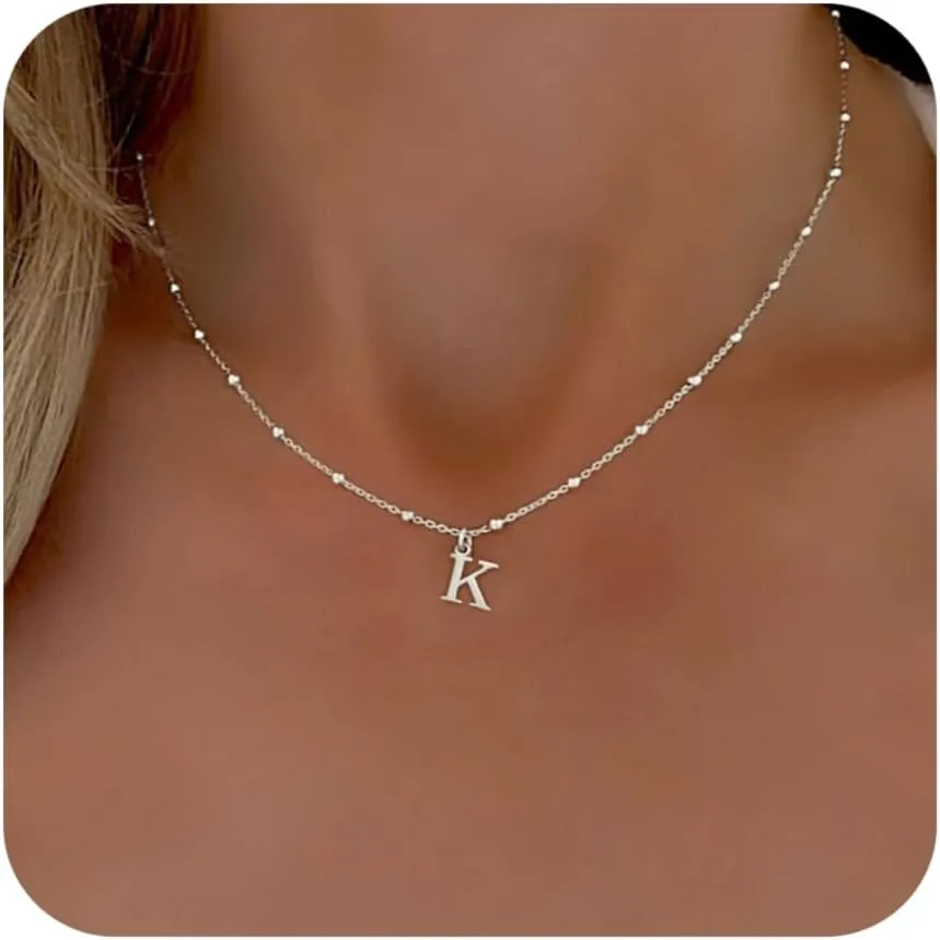 Initial Necklaces for Women, Dainty A-Z Pendant Letter Charm Necklace Personalized Name Necklaces for Women Trendy Jewelry Gift