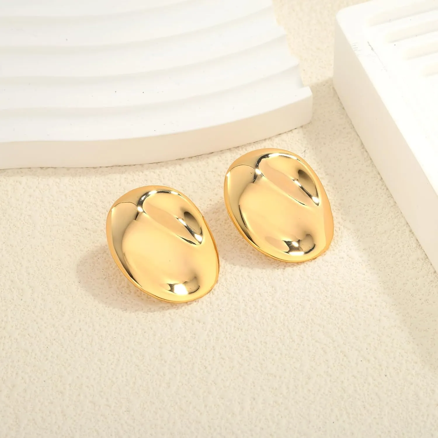 Irregular Gold Stud Earrings for Women Hammered Silver Stud Earrings Statement Geometric Earrings Vintage Gold Earrings