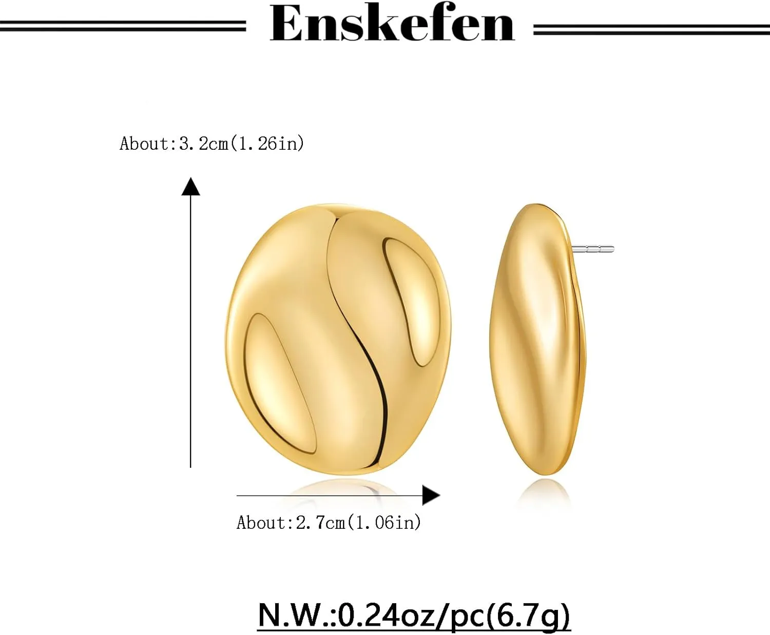 Irregular Gold Stud Earrings for Women Hammered Silver Stud Earrings Statement Geometric Earrings Vintage Gold Earrings