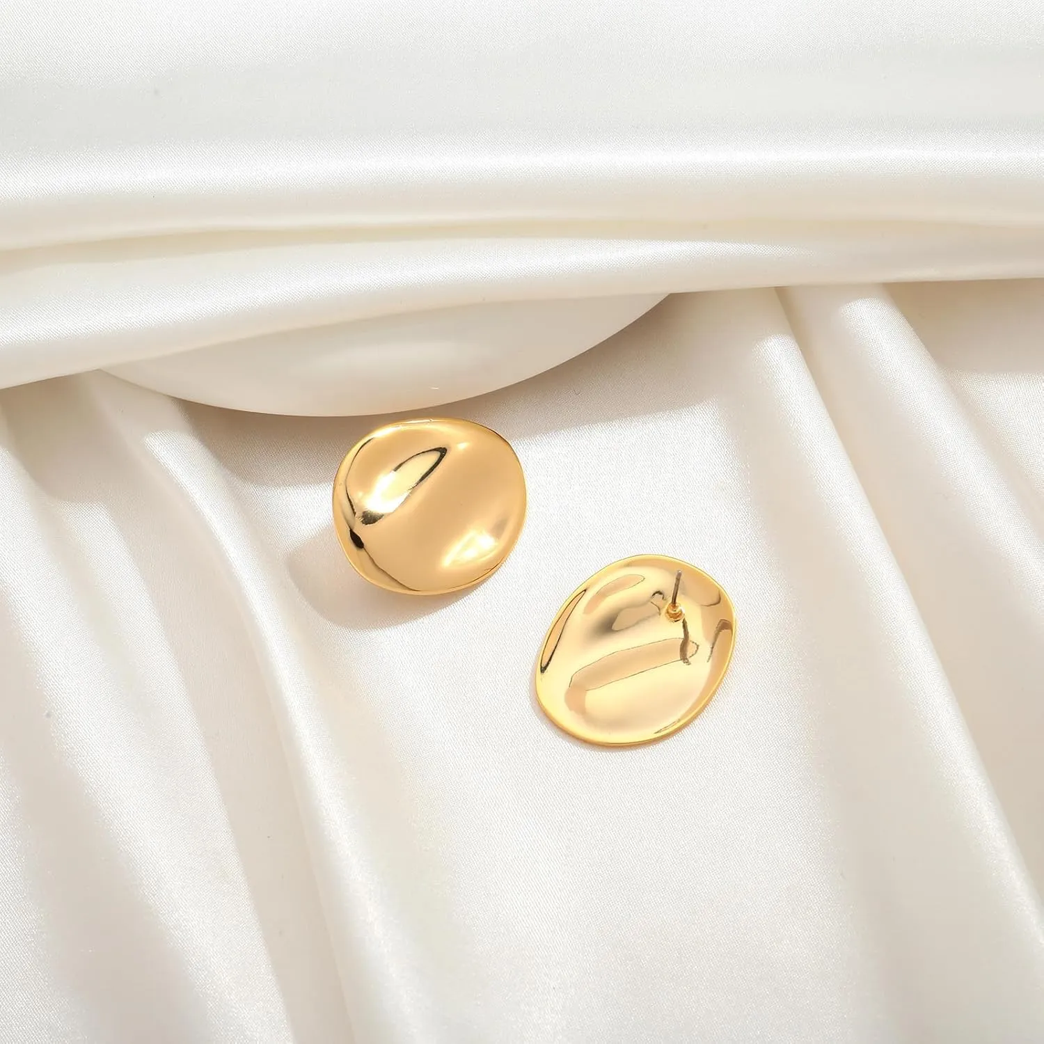 Irregular Gold Stud Earrings for Women Hammered Silver Stud Earrings Statement Geometric Earrings Vintage Gold Earrings