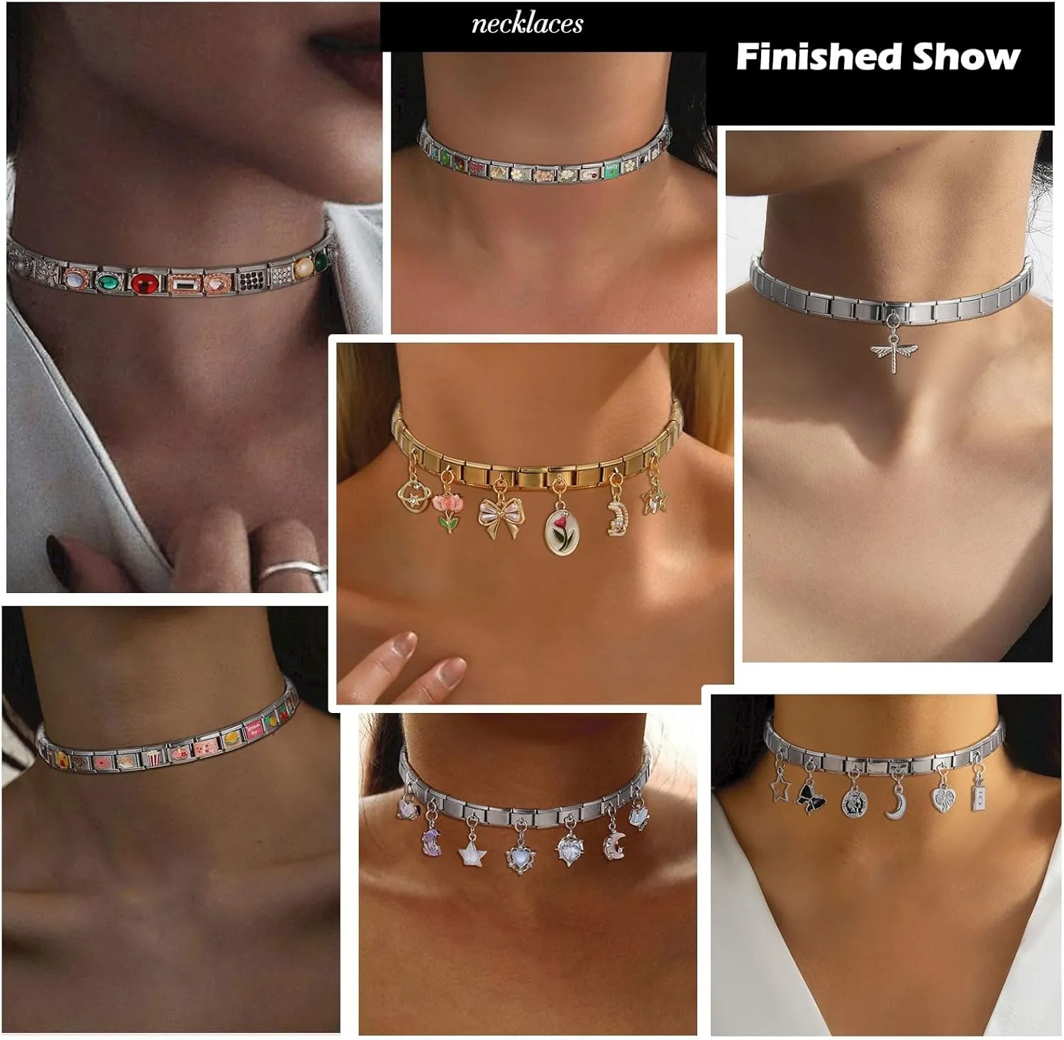Italian Charm Bracelet for Women, 9mm Italian Charms Link Handmade Bracelet DIY Module Italian Charm Necklaces Anklet Jewelry Gifts