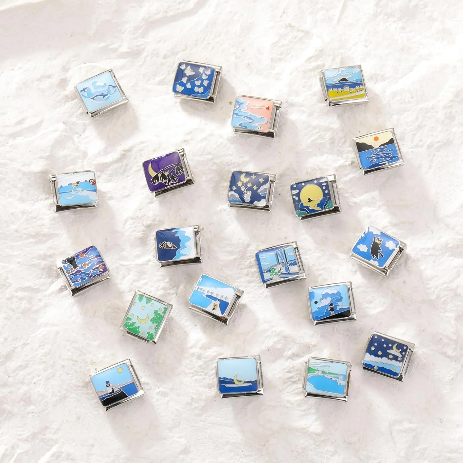 Italian Charm Set for Women, 9mm Italian Charms Link Handmade Bracelet DIY Module Italian Charm Necklaces Anklet Jewelry Gifts