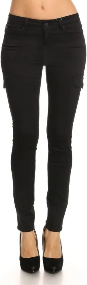 Jack David/Wax Jeans/Lucy Jeans Women's Cargo Pants Stretch Solid Casual Skinny