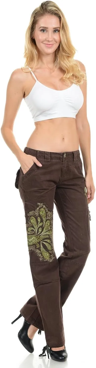 Jack David/Wax Jeans/Lucy Jeans Women's Cargo Pants Stretch Solid Casual Skinny