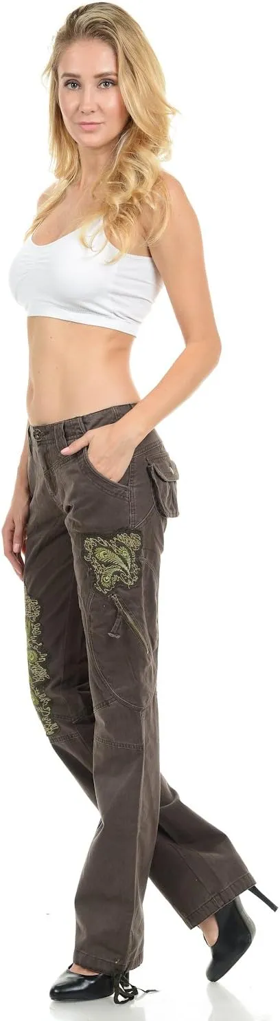 Jack David/Wax Jeans/Lucy Jeans Women's Cargo Pants Stretch Solid Casual Skinny
