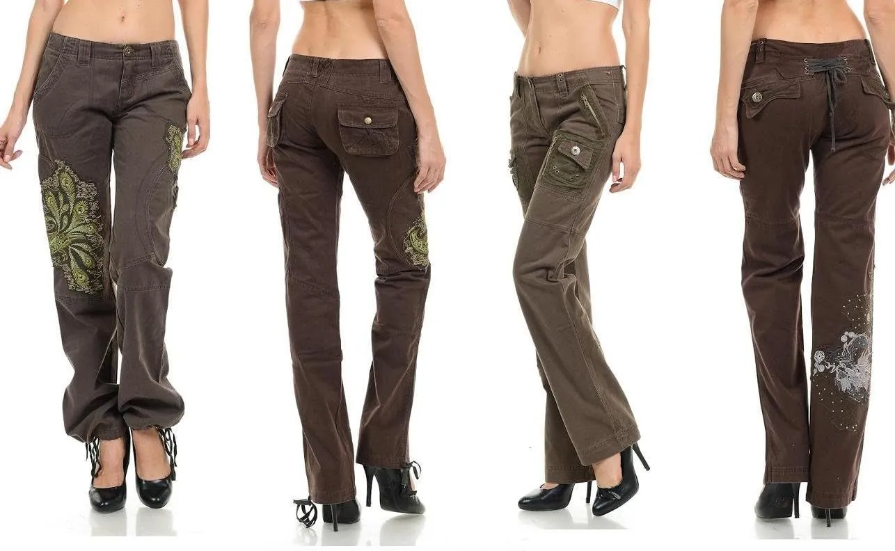 Jack David/Wax Jeans/Lucy Jeans Women's Cargo Pants Stretch Solid Casual Skinny