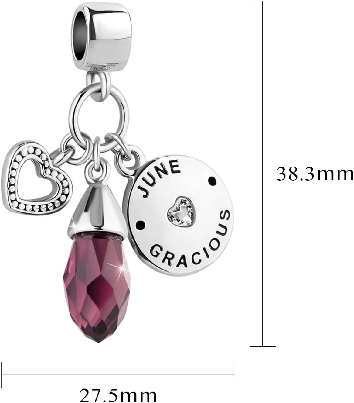 January-December 12 Happy Birthday Teardrop Birthstone Charm Compatible with Pandora Charms Bracelets Gifts Jewelry for Women