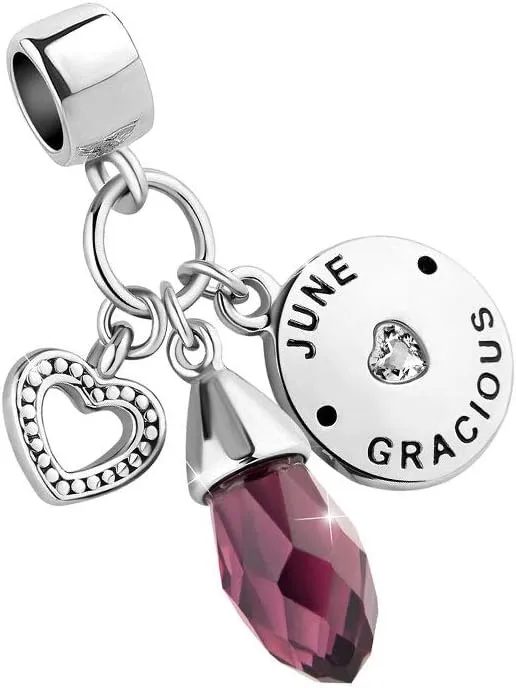 January-December 12 Happy Birthday Teardrop Birthstone Charm Compatible with Pandora Charms Bracelets Gifts Jewelry for Women