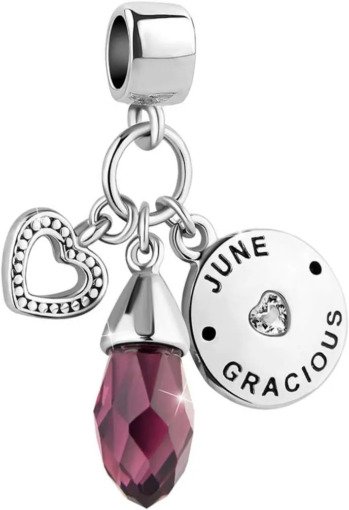 January-December 12 Happy Birthday Teardrop Birthstone Charm Compatible with Pandora Charms Bracelets Gifts Jewelry for Women