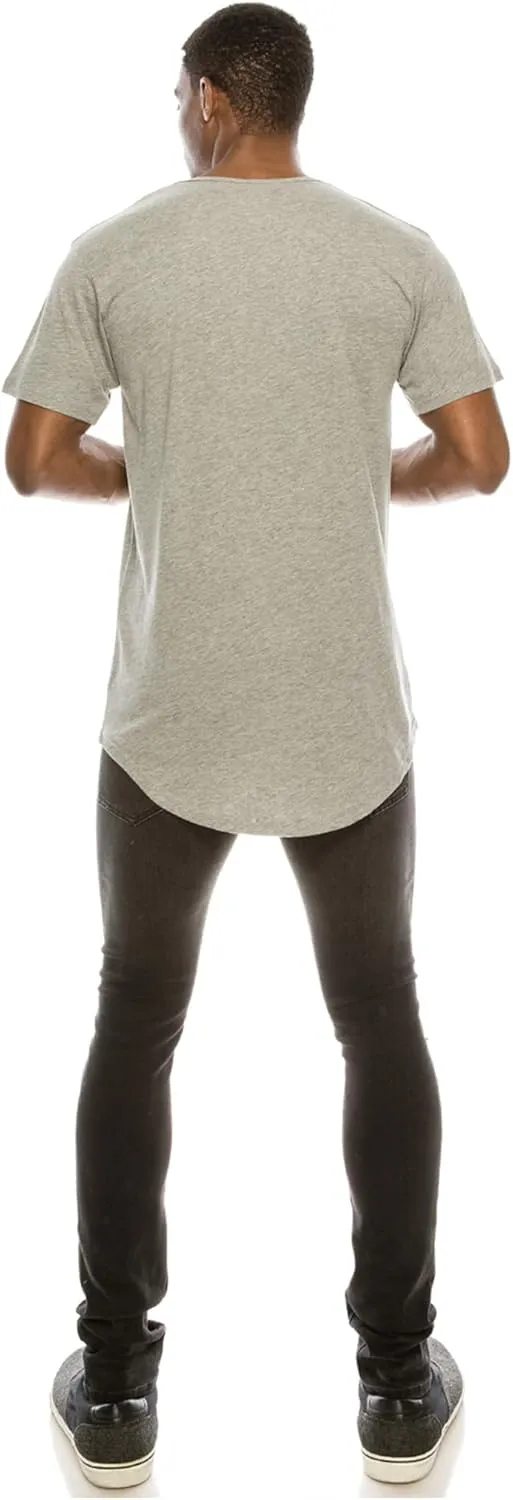 JC DISTRO Mens Hipster Hip Hop Elong Longline Crewneck T-Shirt