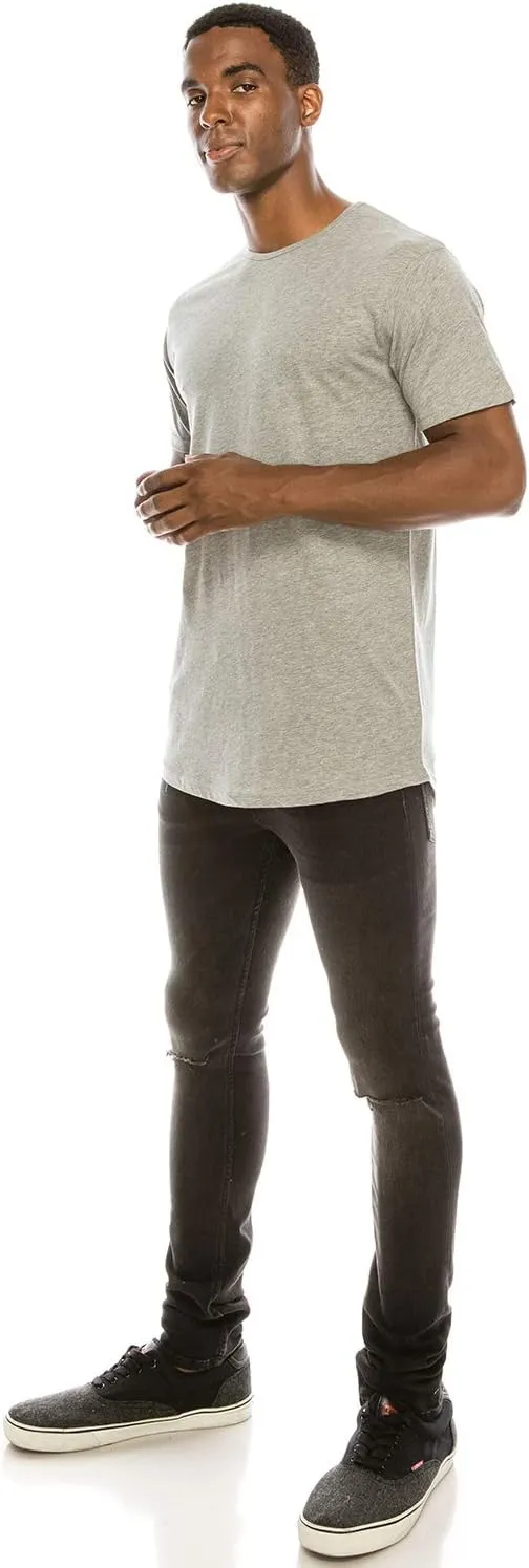 JC DISTRO Mens Hipster Hip Hop Elong Longline Crewneck T-Shirt