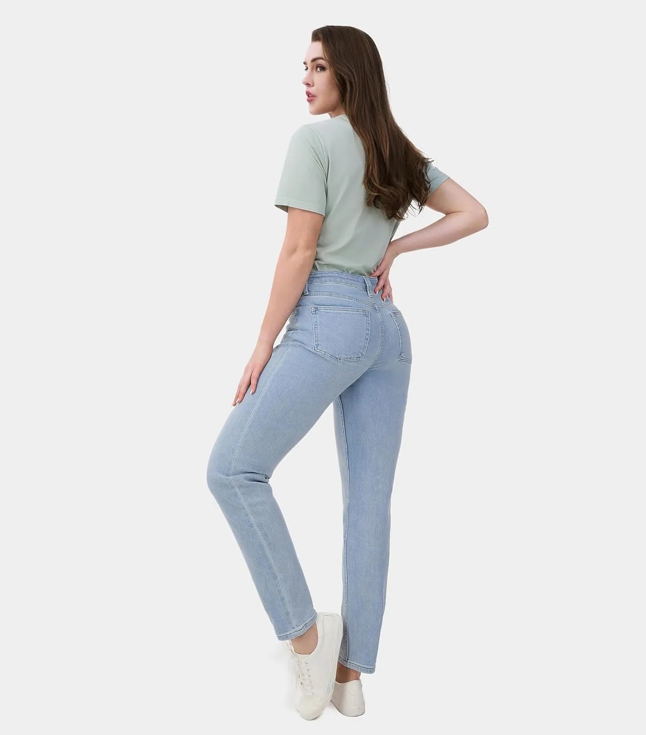 Jeans for Women Regular Tapered Medium-Stretch Jeans Denim Stretchy Trendy Pants Trouser