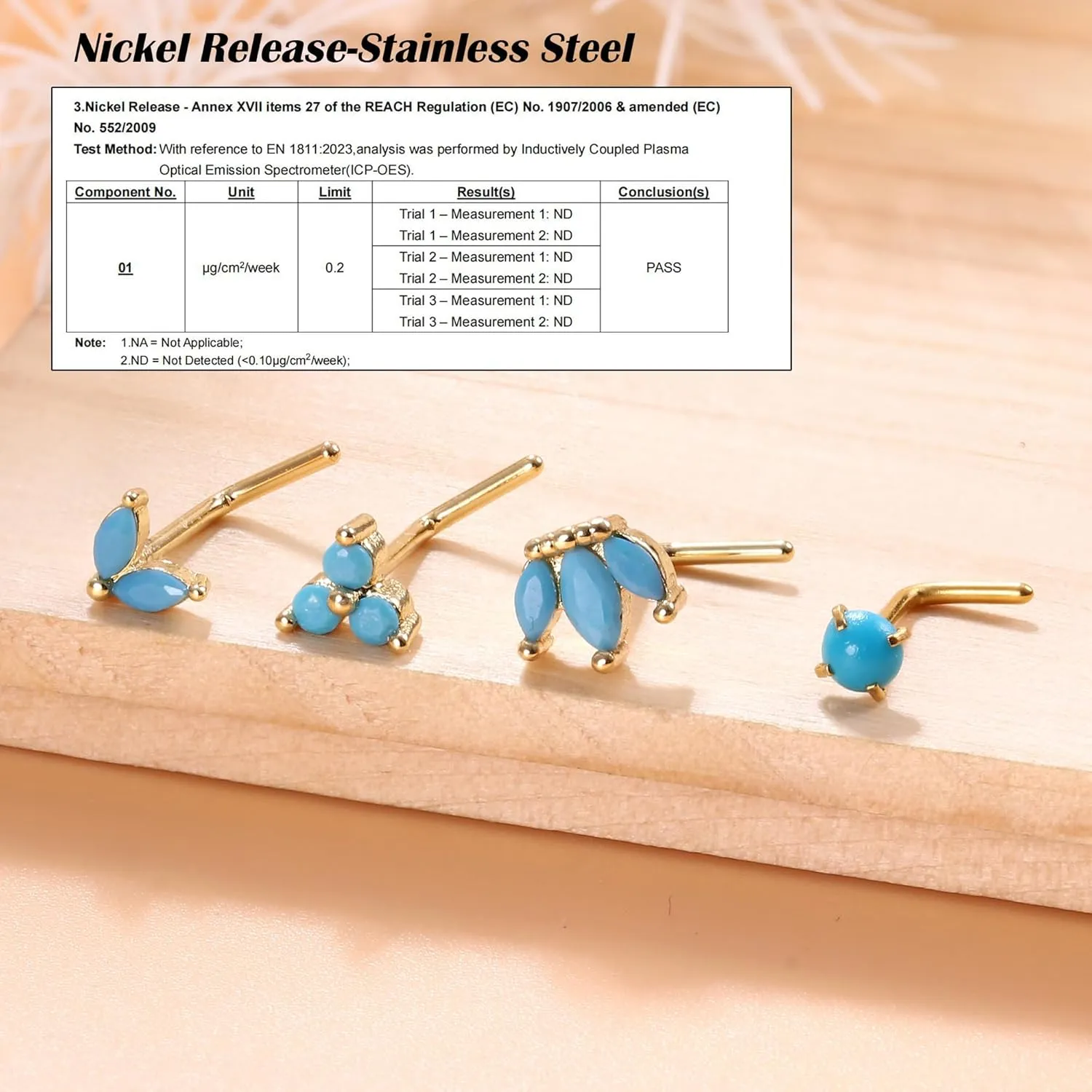 JOERICA Nose Rings Studs for Women Stainless Steel L Shaped Nose Studs Tiny Opal CZ Sunflower Turquoise Bee Planet Geometric Nose Piercing Jewelry