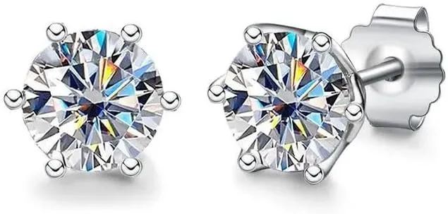 Joy_jewels 2 Ctw Round Cut Diamond For Women's Gift Studs Earrings 14K White Gold Plated