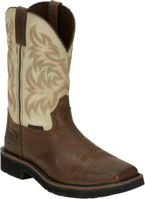 Justin Men's Driller Western Work Boot Steel Toe Dark Brown 10 EE