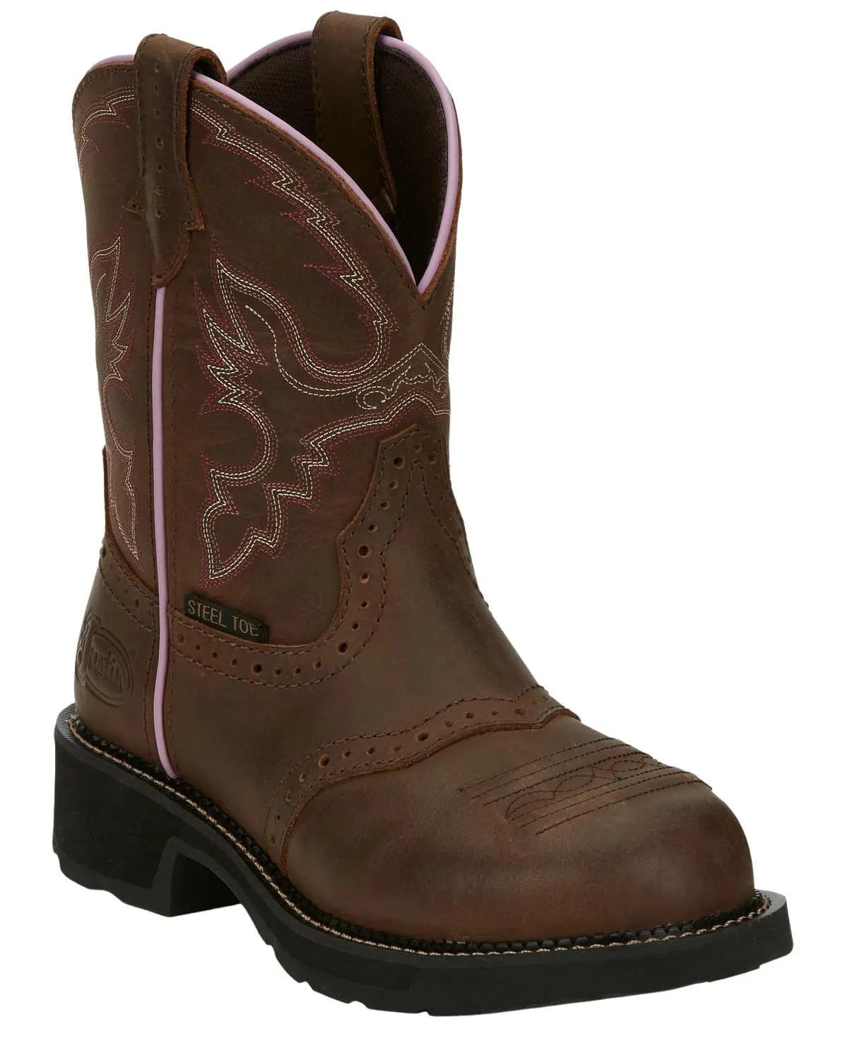 Justin Women's Wanette Western Work Boot Steel Toe Distressed Brown 11 M