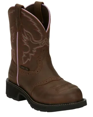 Justin Women's Wanette Western Work Boot Steel Toe Distressed Brown 11 M