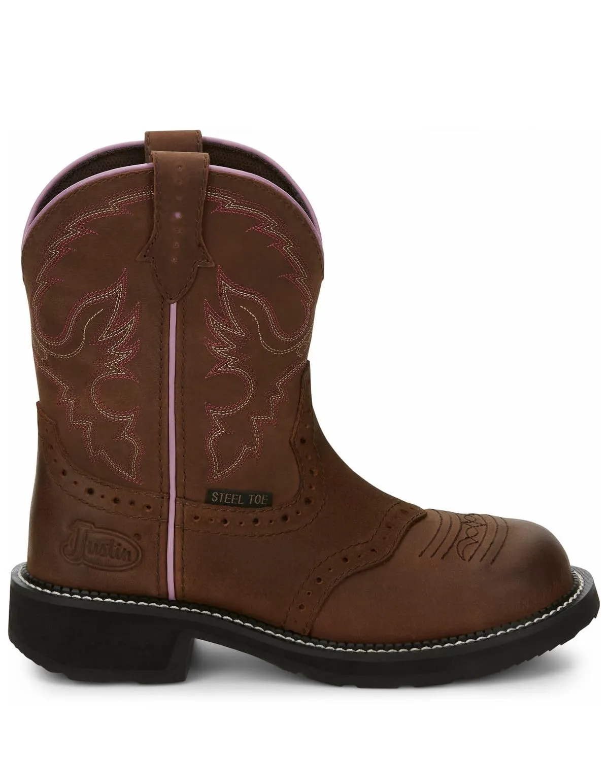 Justin Women's Wanette Western Work Boot Steel Toe Distressed Brown 11 M