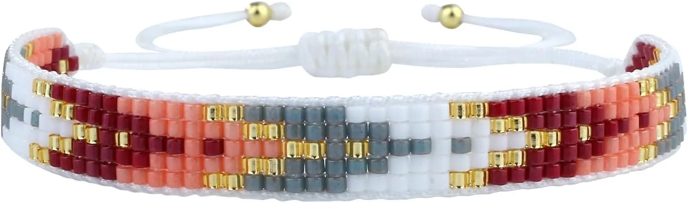 KELITCH Boho Miyuki Beads Bracelets Cuff Bangle Stackable Wrap Bracelets Women Handmade Friendship Bracelets Jewelry