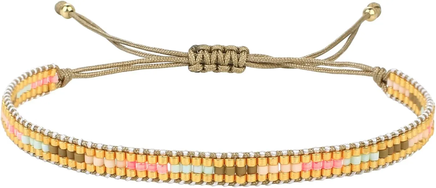 KELITCH Crystal Nail Miyukyi Beads Wax Rope Bracelets Friendship Bracelets for Women New Summer Charm Bracelets
