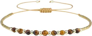 KELITCH Friendship Bracelets Agate Beaded Strand Bracelets Adjustable Charm Bracelets Fashion Jewelry for Women (Coffee 27I)