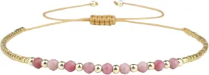 KELITCH Friendship Bracelets Agate Beaded Strand Bracelets Adjustable Charm Bracelets Fashion Jewelry for Women (Pink 27E)