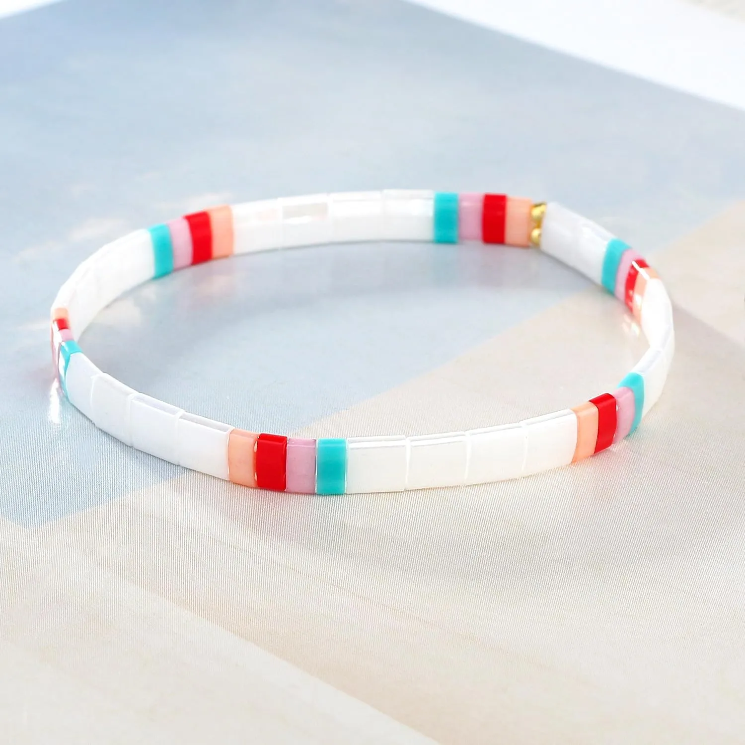 KELITCH New Miyuki Tila Bead Bracelets Charm Stretch Bracelets Stackable Wrap Bracelets for Women Jewelry