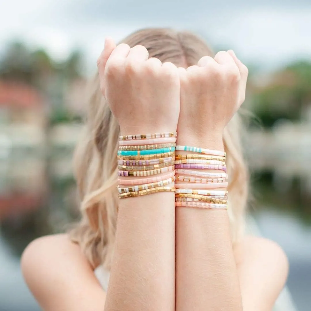 KELITCH New Miyuki Tila Bead Bracelets Charm Stretch Bracelets Stackable Wrap Bracelets for Women Jewelry