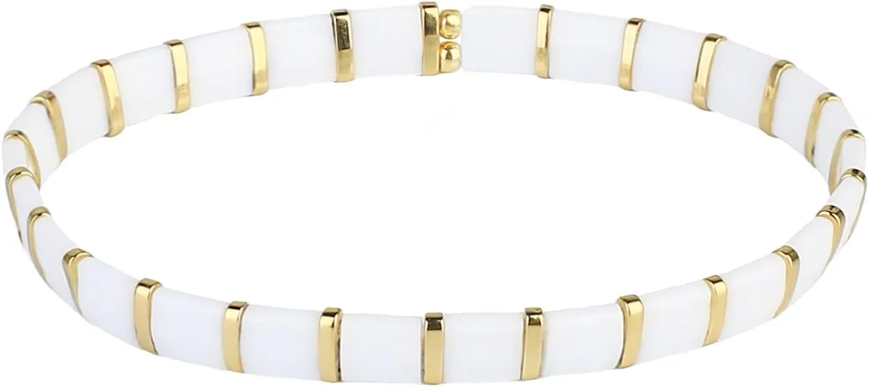 KELITCH Women Stretch Bracelets Delicate Multi-color Tila Miyuki Beads Bracelets Women Handmade Personalized Bracelets (3J)