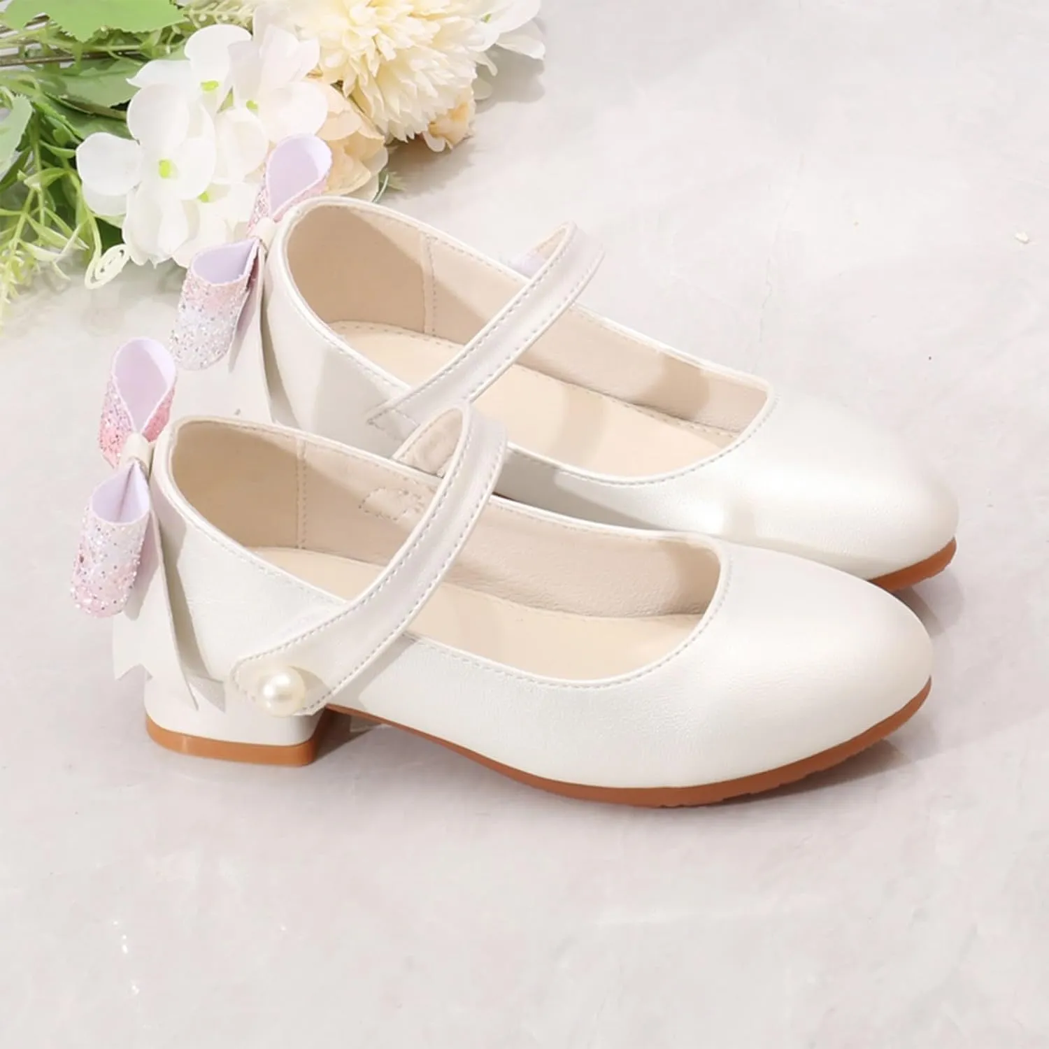 Kids Clear Glitter Jelly Sandal Round Head Mary Jane Shoes For Girls Fashionable Ballet Soft Leather Princess Retro Versatile Literary High Heels Shoes